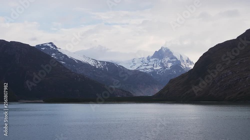 Antarctica Mountains Covered in Snow and Ice View From Cruise Ship. Tierra Del Fuego South America Argentina Beautiful Nature Landscape Remote.