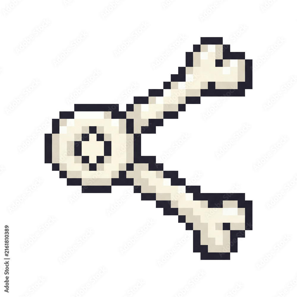 Fototapeta premium Pixel Art Bone Link Pivot Symbol Representing Connectivity and Biological Structure Elements in Digital Game Design Environments