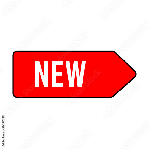 Red New Arrival Arrow Label Vector Icon Isolated on White Background
