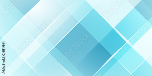 Abstract geometric background with overlapping light blue and cyan translucent shapes creating a modern, airy, and dynamic visual effect.