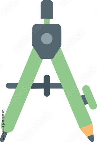Flat Design Compass Tool Isolated on Transparent Background