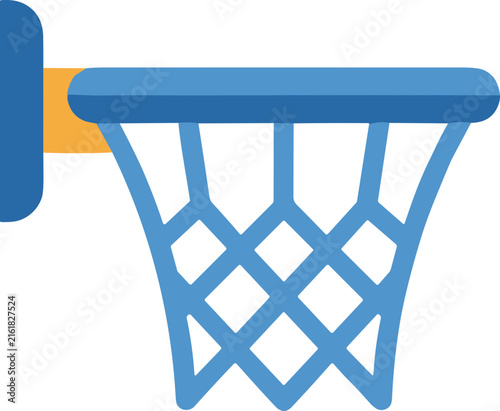 Isolated Blue Basketball Hoop with Net and Backboard
