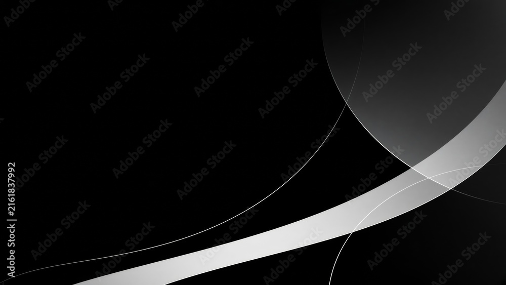 Obraz premium Abstract black and white lines forming dynamic curved patterns, creating a modern flowing background design for technology concepts