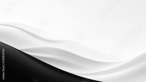Abstract flowing waves in black and white creating a dynamic minimal background with elegant curves and soft gradients