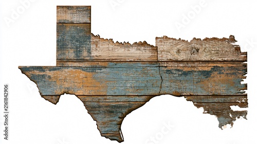 Rustic Wooden Texas State Silhouette with Distressed Texture