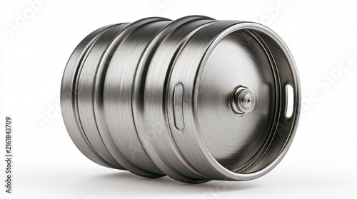 Professional Stainless Steel Beer Keg Barrel Isolated on White Background for Bar Use