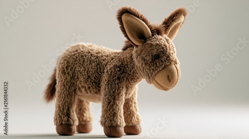 Soft Colours Toy Donkey on White Background for Photorealism Projects