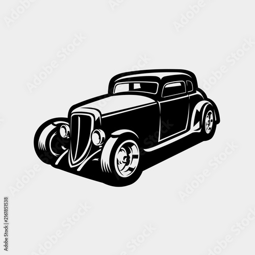 Hot rod muscle car monochrome silhouette vector isolated