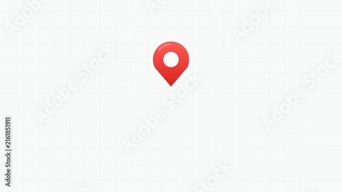 Red Map Location Pin Bouncing Icon Seamless Loop Animation