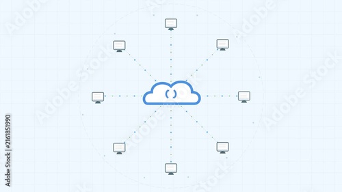 Cloud Computing Sync Icon With Connected Devices Seamless Loop