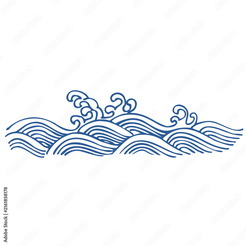 Naklejka premium Chinese Auspicious Cloud and Wave Ornament Traditional Decorative Graphic