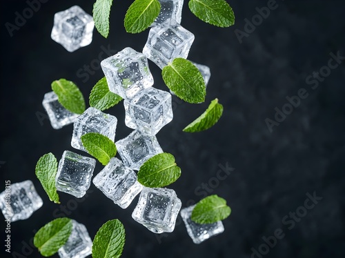 ice cubes on a black background