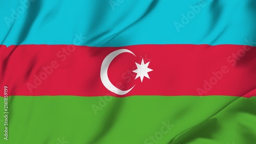 Azerbaijan flag loop animation with fabric texture, seamless waving background
