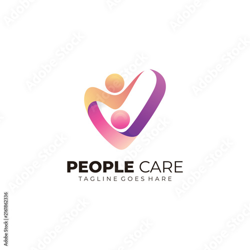 A logo featuring two people holding hands, forming a heart and love icon.