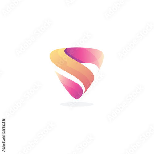A shield logo and the letter S combined into a single defense icon. 3d colorful