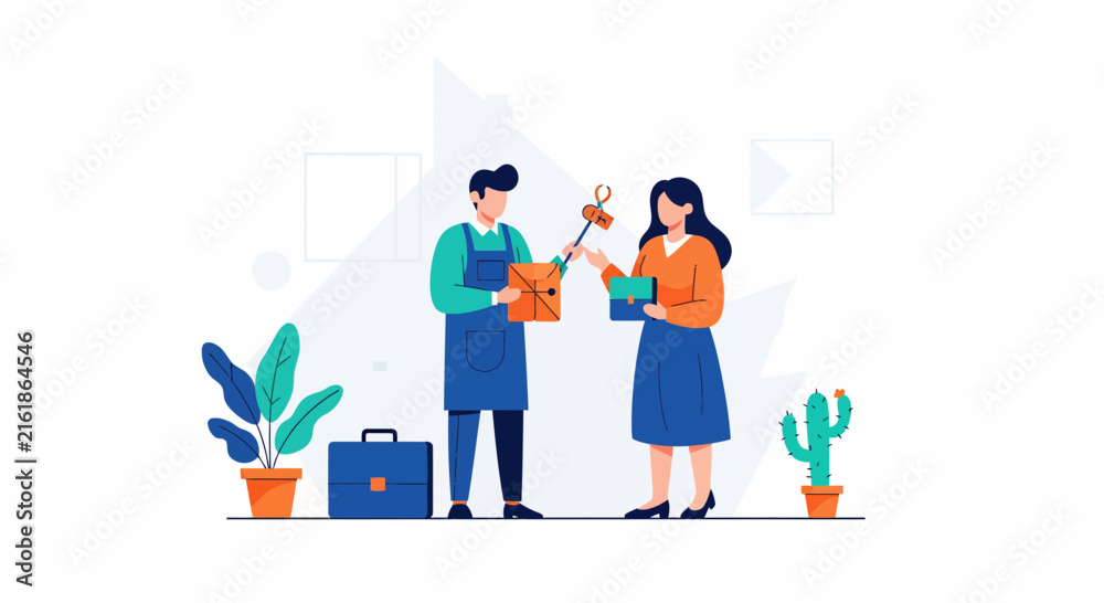 Fototapeta premium Bespoke Business Interaction Between Craftsman and Client