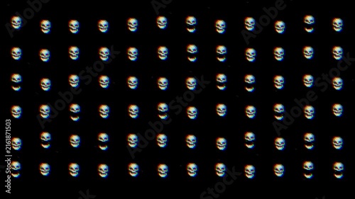 Cute and funny pixel art style human skulls animation