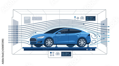 Bild auf Leinwand Aerodynamic Car Testing in Wind Tunnel