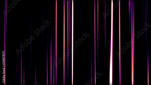 Abstract Neon Vertical Light Streaks Motion Background with Pink Purple Orange Glowing Lines on Black Futuristic Technology