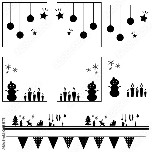 クリスマスモノクロフレームシリーズのアイテムセット