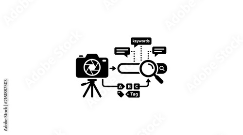 Infographic illustrating photography SEO and metadata search.