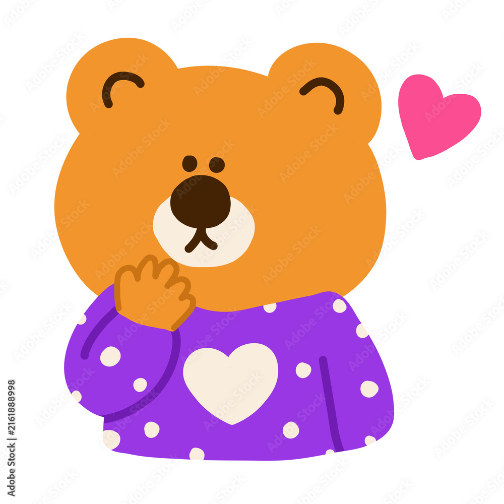Fototapeta premium Colorful Playful Teddy Bear Daily Routine Sticker Set with Expressions Activities and Cute Elements
