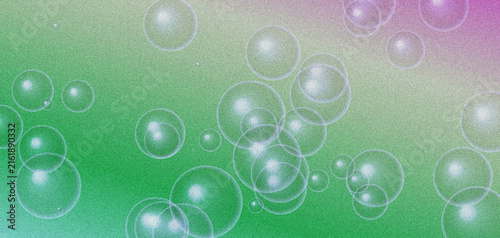 Transparent bubbles pattern on green gradient background for creative web design.