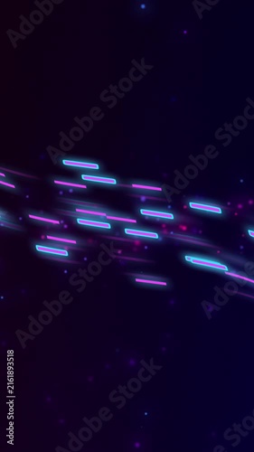 Animation of glowing light trails of data transfer moving in fast motion