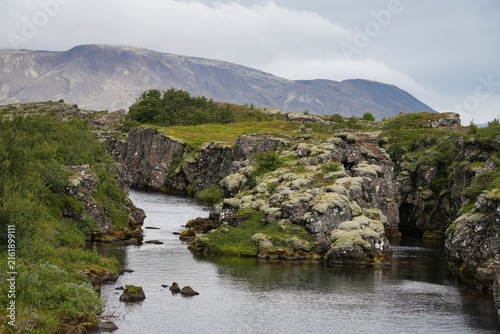 Принти на полотні Natural geological phenomena in the surrounding area of ​​Thingvellir National Park in Iceland