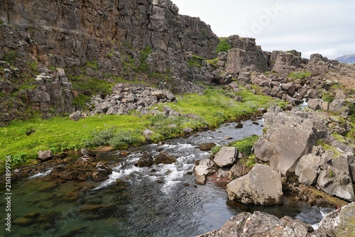 Quadro su tela Natural geological phenomena in the surrounding area of ​​Thingvellir National Park in Iceland