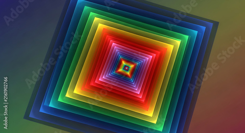 Abstract Rainbow Squares Nested Geometric Pattern.