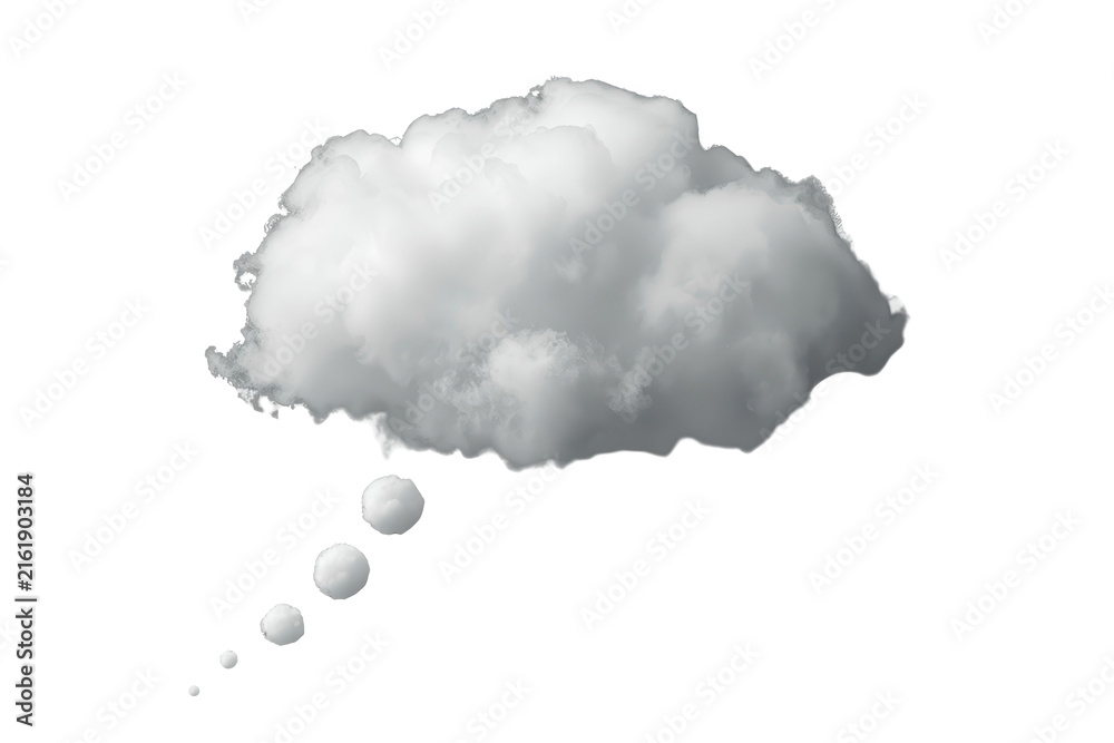 Naklejka premium White Fluffy Thought Cloud With Small Bubbles