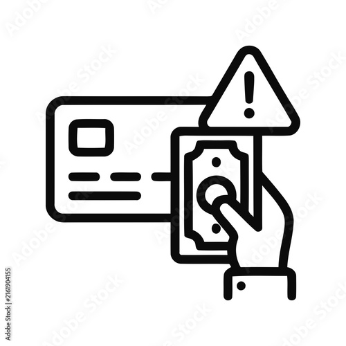 Minimalist Outline Credit Card Payment Fraud Alert Security Icon