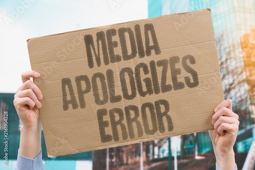 Obraz na plátně "media apologizes error" The press outlet issues a formal correction for its earlier inaccurate story