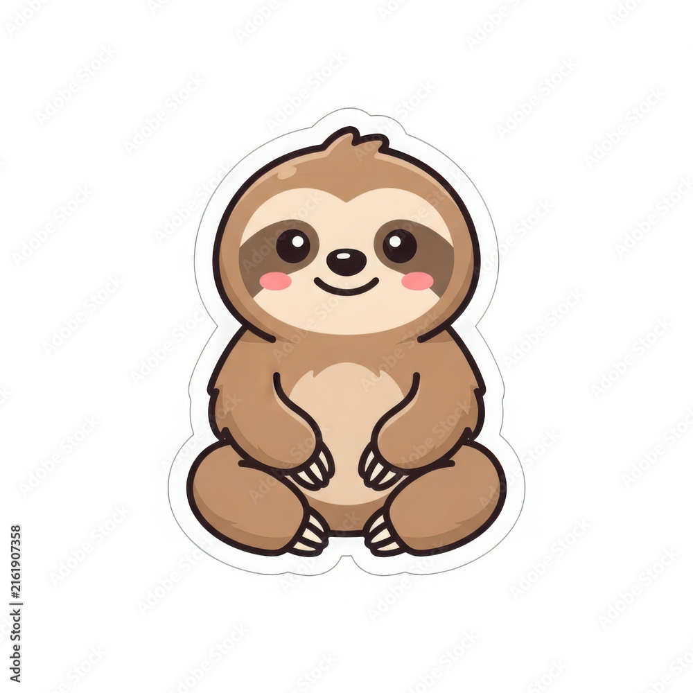 Naklejka premium Happy sloth character isolated on transparent background