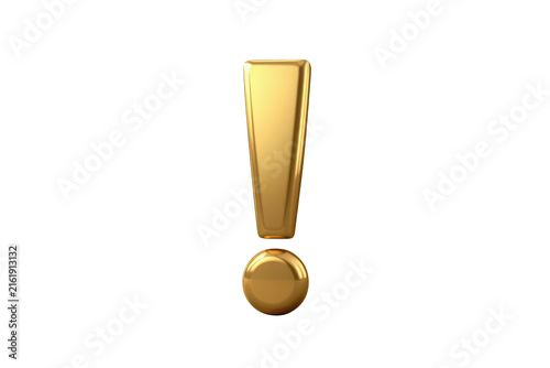 Obraz na płótnie Shiny gold exclamation mark with round dot