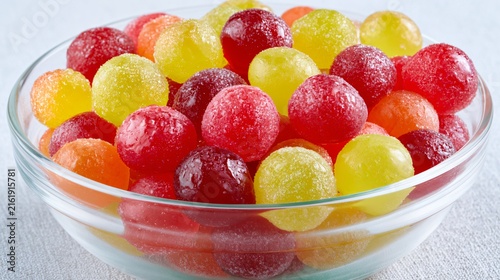 Vibrant Bowl of Fresh Fruit and Sweet Candy - Professional Image