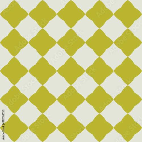 Seamless geometric pattern with green diamond shapes on white background