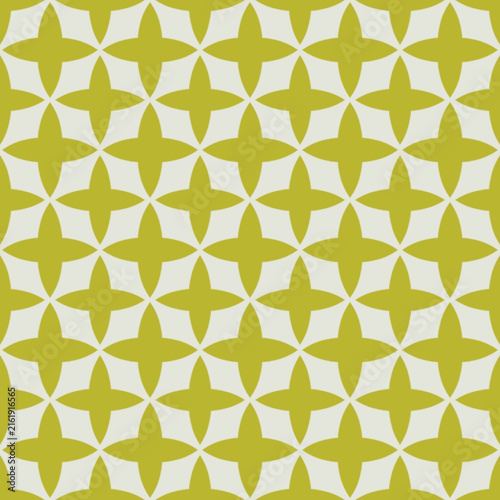 Seamless geometric pattern with yellow star shapes on white background
