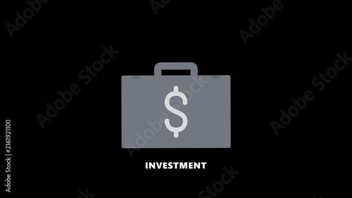 Minimal animated investment briefcase icon representing financial planning, investment management, business assets and wealth management concepts.