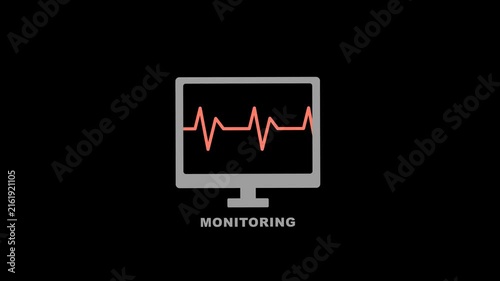 Minimal animated monitor displaying a financial activity graph, representing market monitoring, financial analysis, business performance and data tracking.