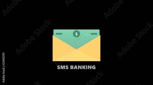 Minimal animated envelope with a money symbol representing financial messages, payment notifications, digital transactions and banking communication.