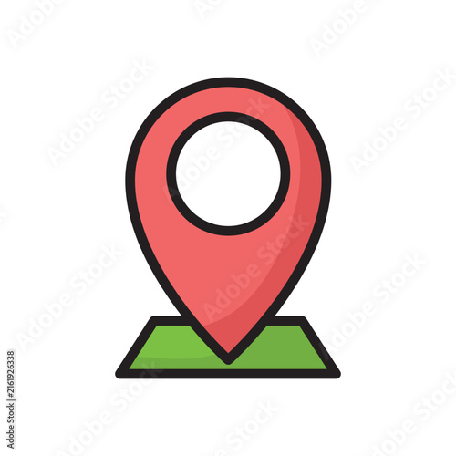 Location Pin Line Color Icon