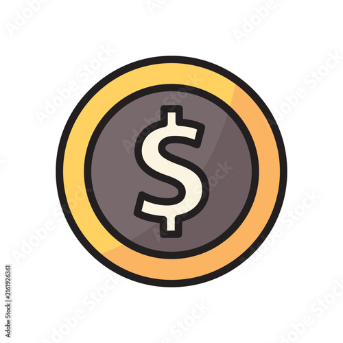 Dollar Coin Line Color Icon