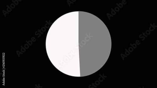 A stark representation of a divided oval shape with one half in a pale pinkish-white and the other in a medium gray against a solid black background with subtle.