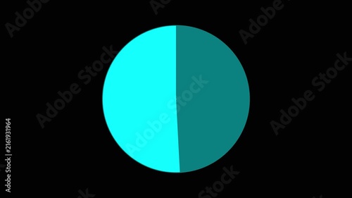 A vibrant of a split oval shape with one half in bright cyan and the other in a deep teal against a solid black background with subtle shadow effects.