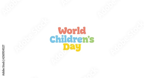 Colorful World Children's Day Text on White Background