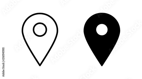 Black and white location pinpoint icons