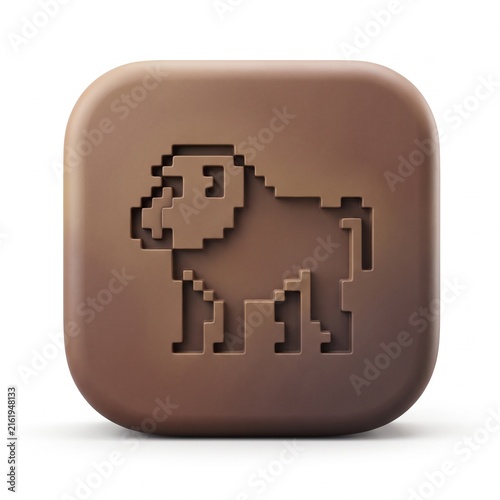 Premium 3D Matte Clay Pixel Baboon Application Icon on White Background