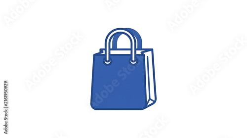 Blue shopping tote bag with handles icon